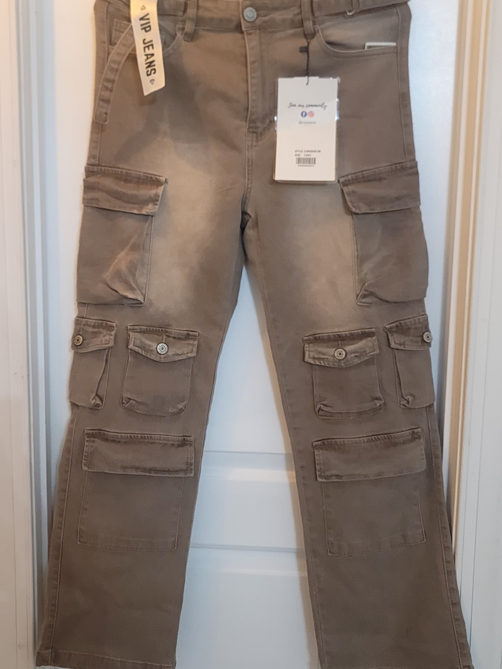 VIP Women's Taupe Cargo Utility Jeans